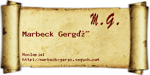 Marbeck Gergő névjegykártya